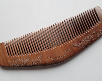 Floral Design Wood Comb Women, Gift for Sisters, Mom, Graduation Gift, Eco Friendly Anniversary Gift, Araki Wooden Hair Comb 5.9"/18cm