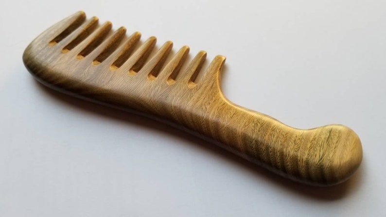 Extra Wide Tooth Comb, Curly Hair Wooden Comb, Birthday Gift, Girlfriend Gift, Detangling Wood Comb, Sandalwood Comb w/ Handle 7.719.5cm image 7