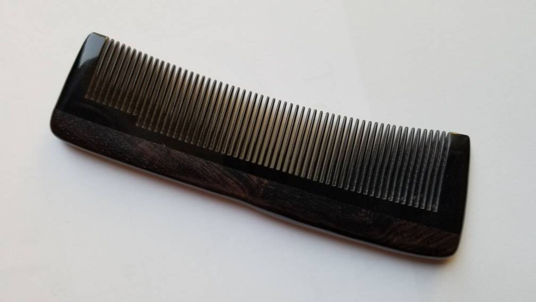 Hand Inlayed Ebony and Buffalo Horn Comb 5.3