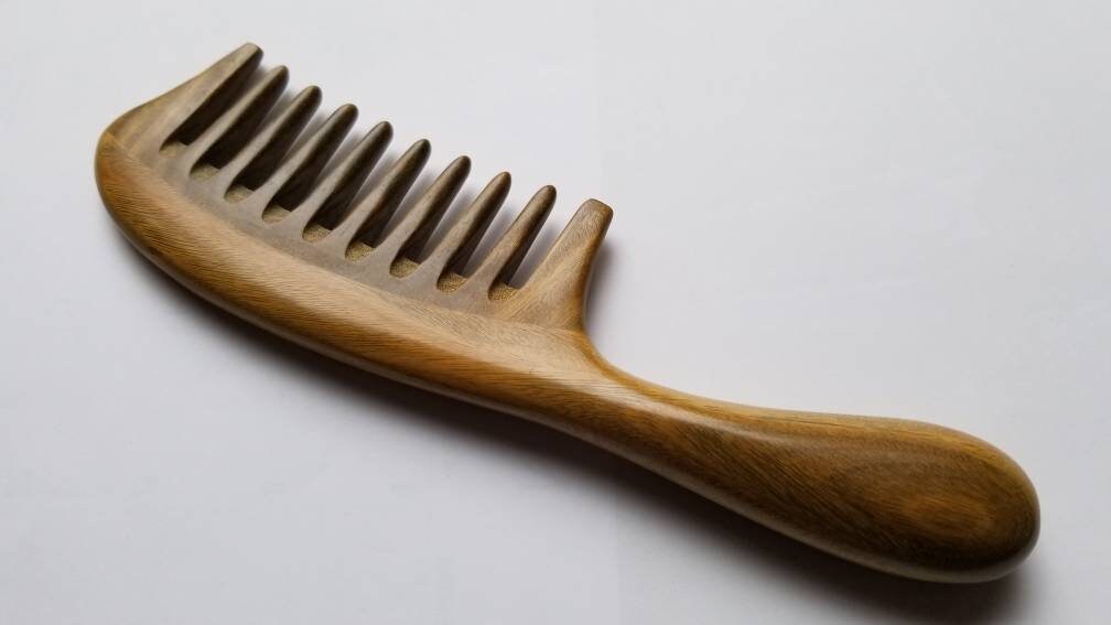 Peine de diente extra ancho peine de madera de pelo rizado | Etsy