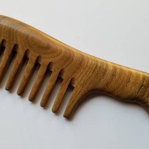 Extra Wide Tooth Comb, Curly Hair Wooden Comb, Birthday Gift, Girlfriend Gift, Detangling Wood Comb, Sandalwood Comb w/ Handle 7.719.5cm image 5