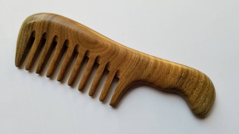 Extra Wide Tooth Comb, Curly Hair Wooden Comb, Birthday Gift, Girlfriend Gift, Detangling Wood Comb, Sandalwood Comb w/ Handle 7.719.5cm image 5