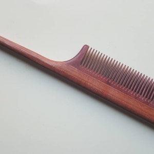 Mothers Day Gift, Rat Tail Wooden Comb Women, Sectioning/Styling wood Comb for Girls, Araki Wooden Beard Comb, Purple Heart Comb 8.321cm image 5