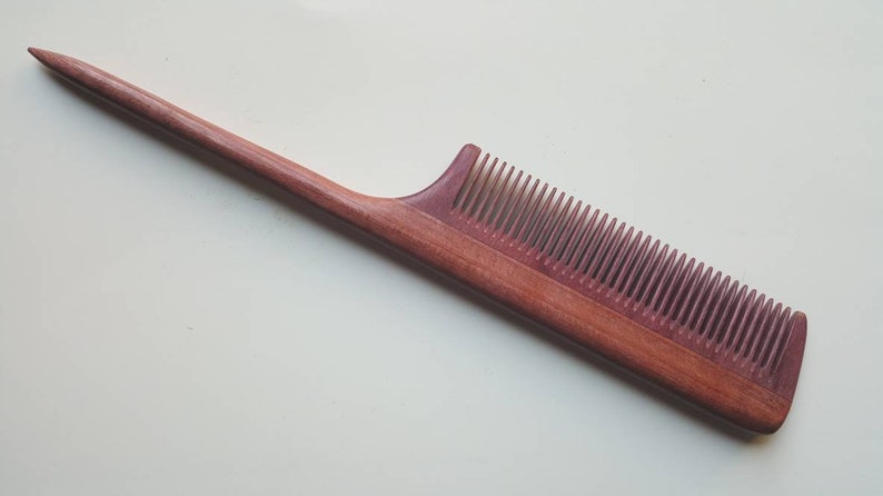 Mothers Day Gift, Rat Tail Wooden Comb Women, Sectioning/Styling wood Comb for Girls, Araki Wooden Beard Comb, Purple Heart Comb 8.321cm image 5