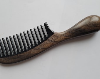 Araki Detangling Wooden Comb, Anniversary Gift, Curly Hair Horn Comb, Gift for Wife Daughter, Wide Tooth Comb, Comb with Handle 7.1"/18.5cm