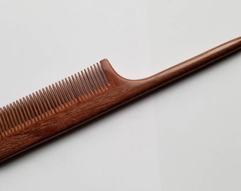 Rat Tail Wooden Comb, Self Care Gift for Sister, Birthday Gift for Girls, Sectioning/Styling wood Comb, Araki Wooden Beard Comb 8.3"(21cm)