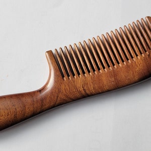 Birthday Gift, Wide Tooth Wooden Comb, Araki Hair Comb, African Mopane Comb, Seamless Wood Comb, Beard Comb, Hair Comb w/ Handle 7.6&quot;/19.5cm