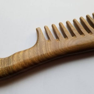 Extra Wide Tooth Comb, Curly Hair Wooden Comb, Birthday Gift, Girlfriend Gift, Detangling Wood Comb, Sandalwood Comb w/ Handle 7.719.5cm image 8