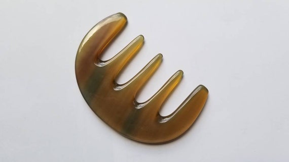 Yak Horn Wide Tooth Comb, Curly Hair Detangler, Vintage Style 3.9"/10cm