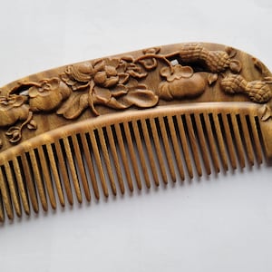 Araki Hand-Carved Comb Women, Vintage Style Wooden Comb, Birthday Gift Idea, Gift for Her, Bridal Shower Gift, Wood Hair Comb 5.2&quot;(13.2 cm)