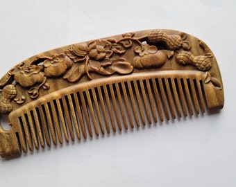 Araki Hand-Carved Comb Women, Vintage Style Wooden Comb, Birthday Gift Idea, Gift for Her, Bridal Shower Gift, Wood Hair Comb 5.2"(13.2 cm)