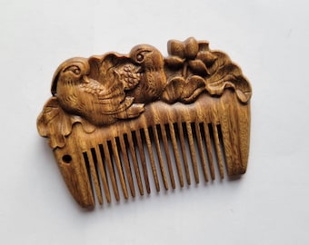 Gift for Her, Araki Wooden Hair Comb, Hand-Carved Comb, Sandalwood Comb, Gift for Girlfriend, Bridesmaid Gift, Wood Comb Women 3"(10cm)