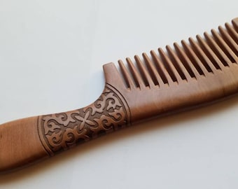 Father's Day Gift, Engraved Peach Wood Comb: Celtic Inspired Hair/Beard Comb 8.7"/22cm