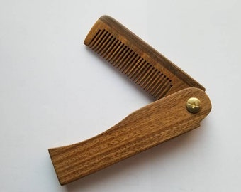 Folding Wood Comb for Men, 5th/10th/15th Anniversary Birthday Gift, Gift for Husband Boyfriend, Beard, Mustache & Hair Comb 4.2"/10.7cm