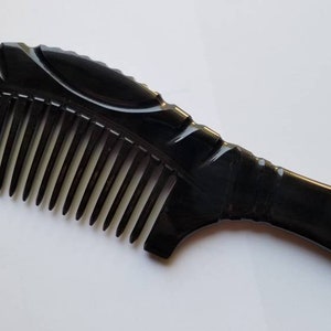 Viking Horn Hair Comb, 50th Birthday Idea Men, World Traveler Gift, Seamless Wide Tooth Horn Comb, Araki Buffalo Horn Beard Comb 7.3"/18.5cm