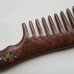 Curly Hair Wood Comb Mom, Mothers Day for Her, Wood Brush, Detangled Wooden Comb, Gift for Wife, Extra Wide Tooth Comb 7.318.5cm image 1