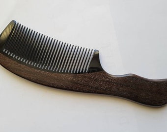 Araki Detangling Wooden Comb, Anniversary Gift, Curly Hair Horn Comb, Gift for Wife Daughter, Wide Tooth Comb, Comb with Handle 7.5" (19cm)