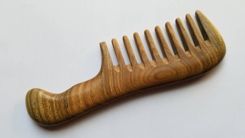 Extra Wide Tooth Comb, Curly Hair Wooden Comb, Birthday Gift, Girlfriend Gift, Detangling Wood Comb, Sandalwood Comb w/ Handle 7.719.5cm image 1