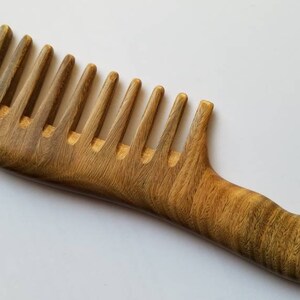 Extra Wide Tooth Comb, Curly Hair Wooden Comb, Birthday Gift, Girlfriend Gift, Detangling Wood Comb, Sandalwood Comb w/ Handle 7.719.5cm image 2