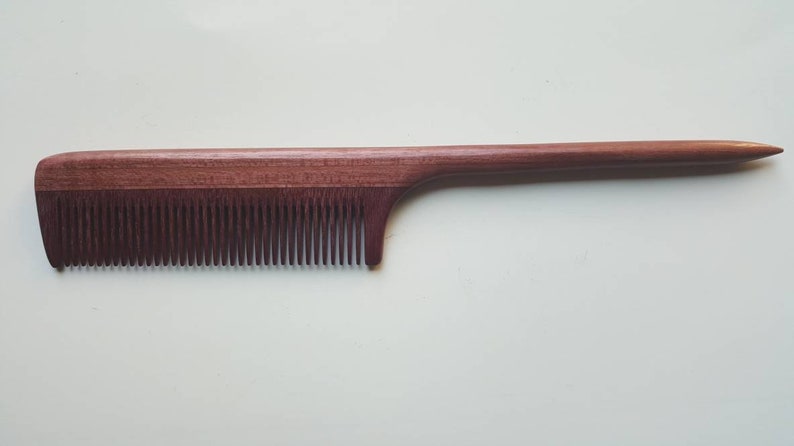 Mothers Day Gift, Rat Tail Wooden Comb Women, Sectioning/Styling wood Comb for Girls, Araki Wooden Beard Comb, Purple Heart Comb 8.321cm image 7