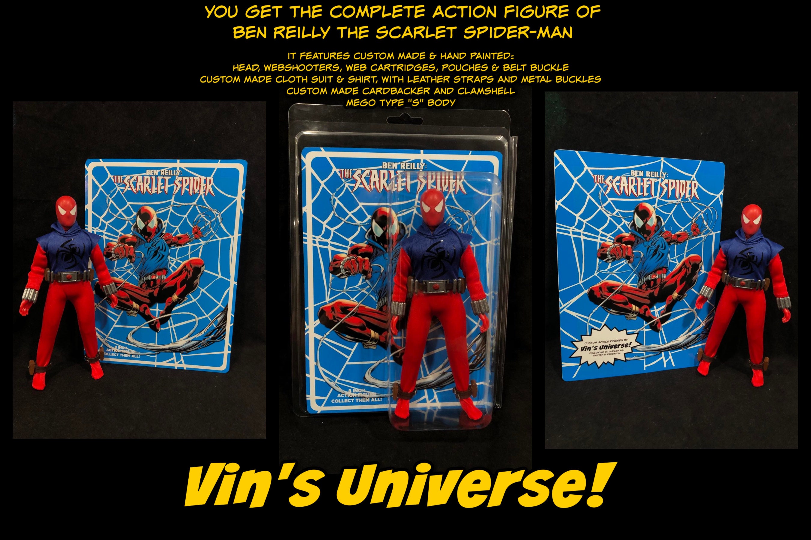Custom 1/9th 8 Inch Mego Scarlet Spider-man Action picture