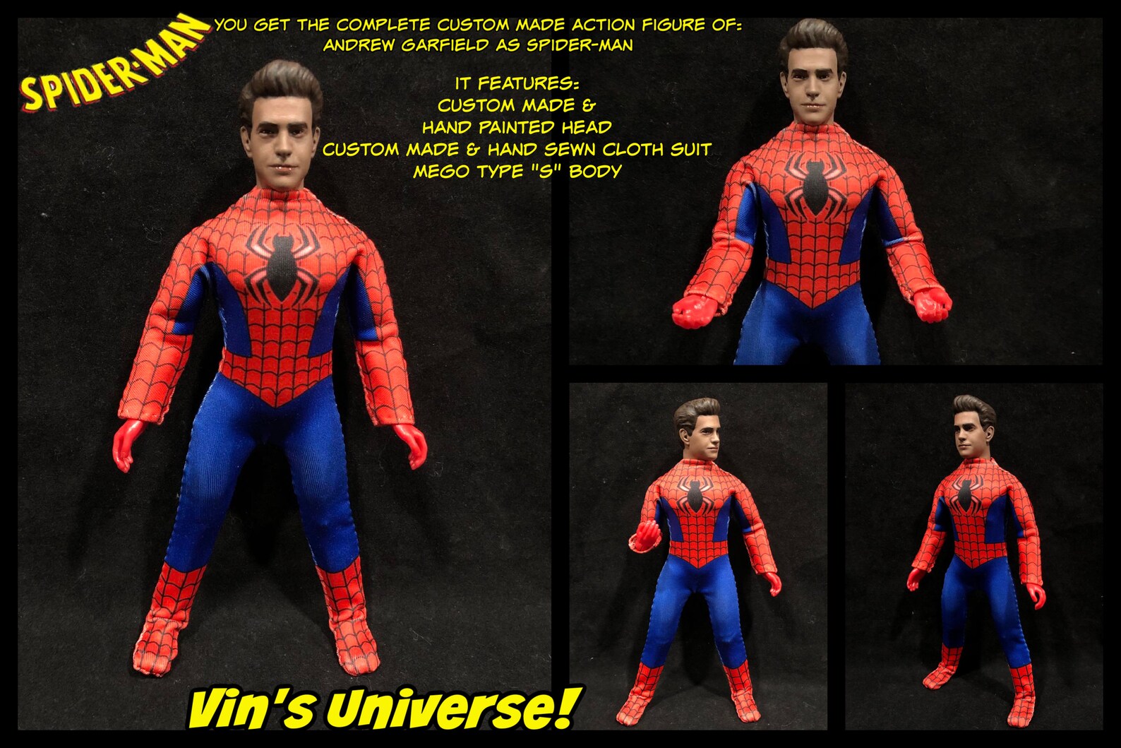 Custom 1/9th 8 Inch Scale Andrew Garfield as Peter Parker Spiderman ...