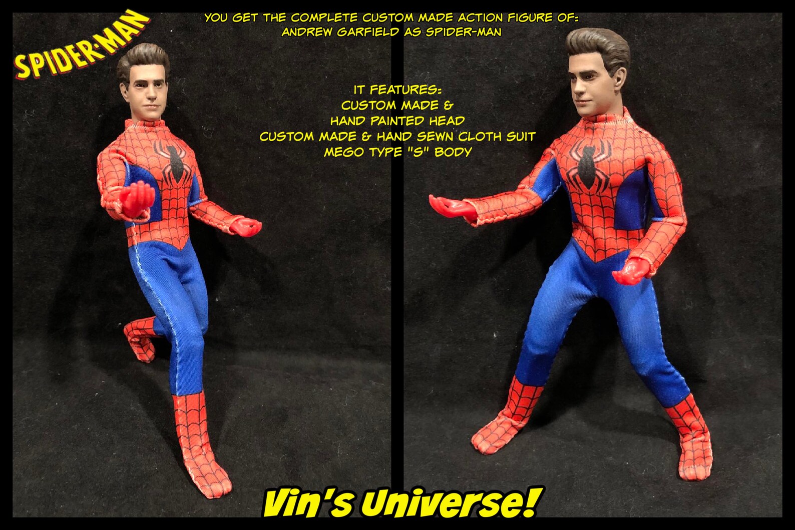 Custom 1/9th 8 Inch Scale Andrew Garfield as Peter Parker Spiderman ...