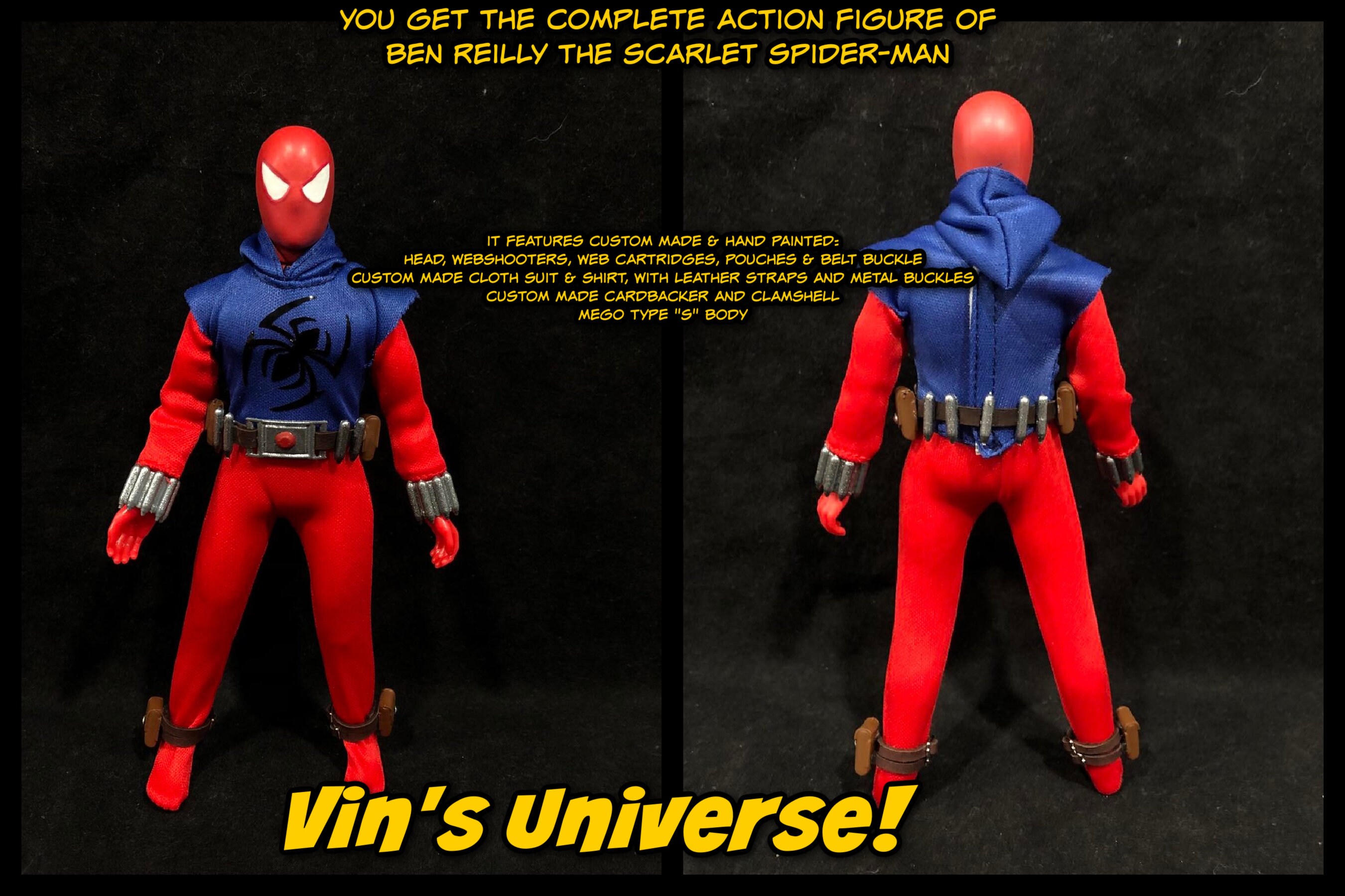 Custom 1/9th 8 Inch Mego Scarlet Spider-man Action