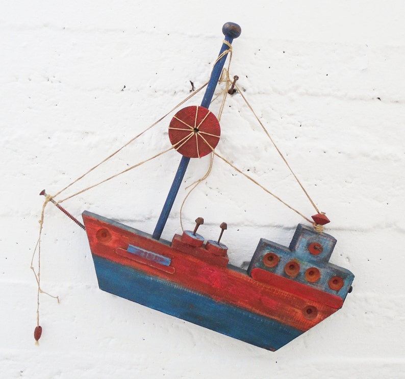 Wooden Boat Handmade Boat Wooden Ship Boat Art Nautical Decor Nautical Art Ocean Art Thanksgiving Decor Interior Decor Wall Hanging Decor
