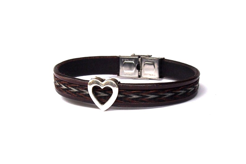 Horsehair bracelet dark brown leather woven horsehair | Etsy