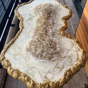 Marble and geode resin coffee table, Gold geode quartz marble table, Geode epoxy table, Live edge modern coffee table, Handmade resin table