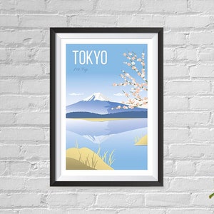 Retro World Famous City Posters - Vintage, Retro Travel Poster Printing - Wall Art Print for Home Office - Tokyo, Japan