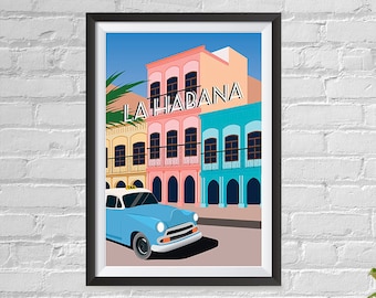 Hot Habana Nights Cuba Havana Vintage Travel Poster Reproduction