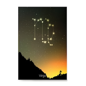 Zodiac Signs, Horoscope Constellations Posters - Poster Printing - Wall Art Print for Home Office Decor - Virgo