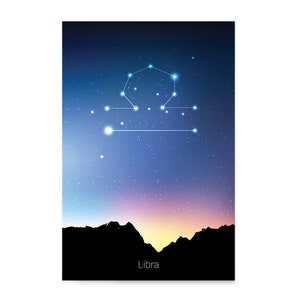 Zodiac Signs, Horoscope Constellations Posters - Poster Printing - Wall Art Print for Home Office Decor - Libra