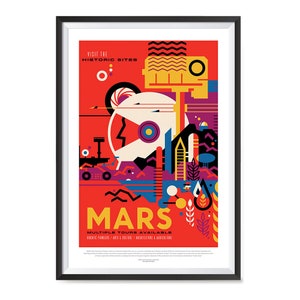 Nasa Space Tourism Posters - Wall Art for Home, Office, School, Classroom Wall - Mars - Visit The Historic Sites - Multiple Tours Available