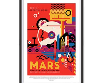 Nasa Space Tourism Posters - Wall Art for Home, Office, School, Classroom Wall - Mars - Visit The Historic Sites - Multiple Tours Available