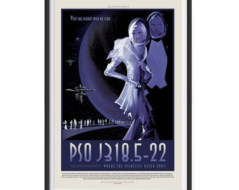 Carteles de turismo espacial de la Nasa - Impresión de arte de pared para el hogar, oficina, escuela, decoración de la pared del aula - PSO J318.5-22 - El planeta sin estrella