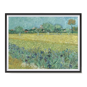 Vincent Van Gogh Carteles de reproducción de arte - Impresión de carteles - Impresión de arte de pared para la decoración de la oficina en el hogar - campo con iris cerca de arles