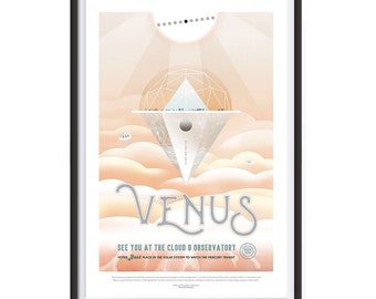 Nasa Space Tourism Posters - Wall Art Print for Home, Office, School, Classroom Wall Decors - Venus - See You At The Cloud 9 Observatory