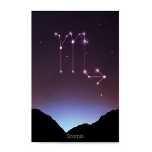 Zodiac Signs, Horoscope Constellations Posters - Poster Printing - Wall Art Print for Home Office Decor - Scorpio