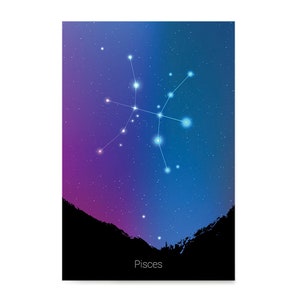 Zodiac Signs, Horoscope Constellations Posters - Poster Printing - Wall Art Print for Home Office Decor - Pisces