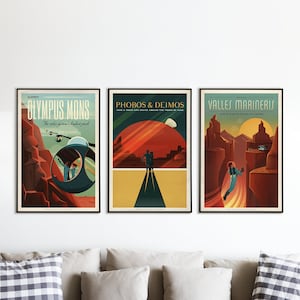 SpaceX Vintage Space Travel Posters, SPACEX MARS POSTERS, Set of 3