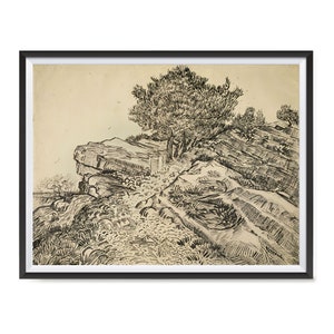 Vincent Van Gogh Art Reproduction Posters - Poster Printing - Wall Art Print for Home Office Decor - The Rock of Montmajour With Pine Trees