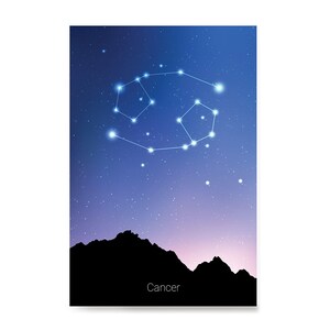 Zodiac Signs, Horoscope Constellations Posters - Poster Printing - Wall Art Print for Home Office Decor - Cancer