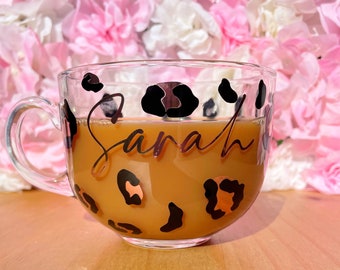 Personalised Mug Leopard Print Design - Personalised Leopard Print Glass - personalised mug - Mother’s Day Gift