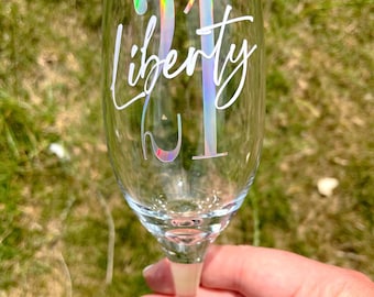 Personalised Prosecco Glass - Birthday Glass - Any age - Personalised Glass - Age Glass - 21st 30th 18th - champagne flute