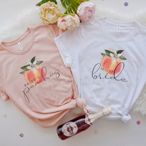 Peach Bachelorette T Shirts, Peachy Bride Shirt, Bride&#39;s Peaches Bridesmaid Gifts, Savannah Georgia Bachelorette Weekend Watercolor SAVANNAH