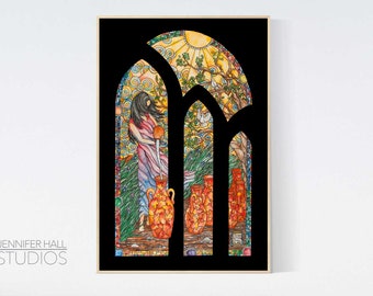 Earthen Vessels, Wall Art, Blank Notecard, Mother's Day, Free Shipping, Watercolor Print, Painting, Christian Art, Stained Glass