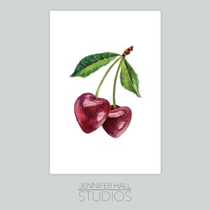 Heart-Shaped Cherries, Wall Art, Watercolor Print, Valentine’s Day, Anniversary Gift, Love, Cherry Print, Cherry Painting, Cherry Watercolor